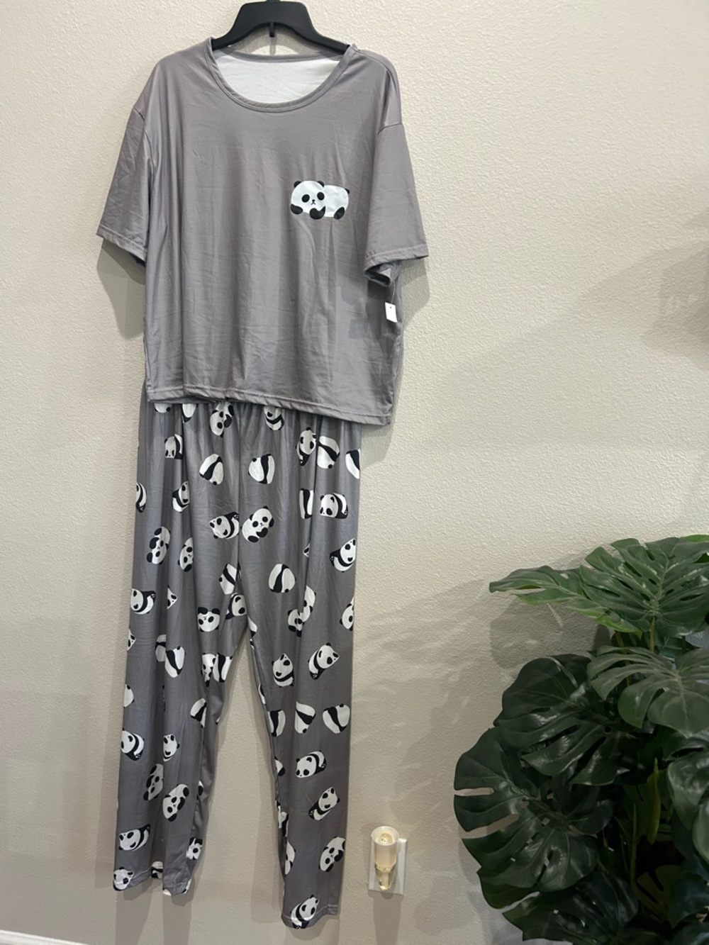 Gray Panda Pajama Set
